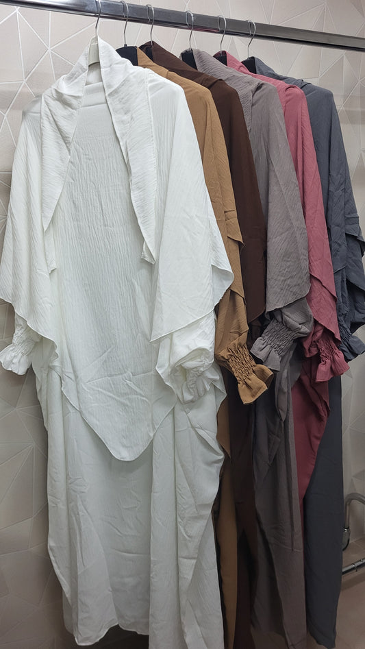 Conjunto abaya y khimar 2 capas